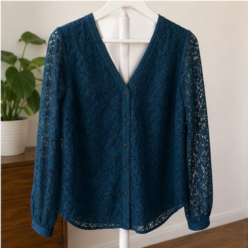 Teal Button Blouse